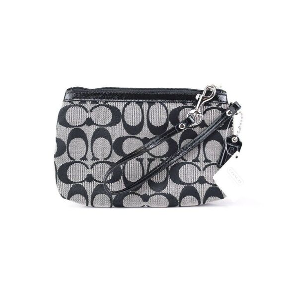 NWT Coach Gallery Signature Wristlet Cosmetic Organizer Black White - Picture 6 of 9